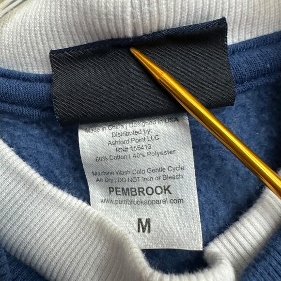 Pembrook‎ Womens Embroidered Sweatshirt M Grandma Floral Navy Blue Pullover - Picture 4 of 7